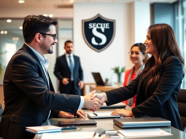Afacere sigură, tranzacții financiare, atmosferă profesională.